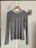 KEKEZOON Camiseta Casual de Manga Longa com Gola Redonda e Cor Contrastante para Emagrecer Feminina Versátil Outono Novo Estilo Coreano Camisa Básica 8513