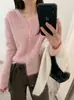 26 Nueva colección Otoño/Invierno: Cárdigan de punto para mujer, estilo coreano, alta calidad, lana merino ultrafina, color liso, cuello redondo, manga larga cepillada