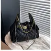 Bolsa Hobo Corrente Acolchoada com Diamante de Luxo Leve para Mulheres Bolsa Tote de Couro Macio Retrô Grande Capacidade com Cordão Versátil para o Dia a Dia Mulheres