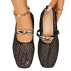 Verão 2026 Novo Comércio Exterior Tamanho Grande Feminino Casual Confortável Vazado Fivela de Metal Slip-on Mocassins Tamanho Único
