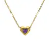 Moderna Cadena para Clavícula de Acero de Titanio con Diamante en Forma de Corazón Cadena Versátil de Suéter Chapada en Oro de 18K con Circonita Joyería de Alta Gama
