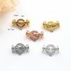 Ouro 18K micro incrustado zircão redondo colar fivela diy artesanal O-em forma de pérola camisola cadeia dupla fivela extremidade fivela acessórios