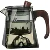 Tetera de Vidrio Resistente a Altas Temperaturas Separación de Agua y Té Hogareña 400ml Especial para Té Verde Juego de Té Cafetera Mango de Madera Tetera Individual