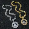Colar com Pingente de Corrente Totalmente Cravejado com Diamantes Novo Estilo Hip-Hop Europeu e Americano Transfronteiriço Pingente Personalizado com Logo de Time de Baseball
