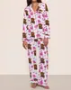 2025 Tk Exportação Amazon Calça Longa Pijama Estampa de Vaca Única Seda Leiteira Feminina Roupa de Casa Transfronteiriça