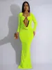 TW570 Estilo Ins Transfronterizo Europeo y Americano Elegante Vestido Escote en V Profundo Mangas Largas Drapadas Sexy Vestido de Cadera