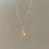 Collar Colorido de Zirconia Emperatriz Saturno para Mujer 2026 Nuevo Pequeño Nicho Sentido de Alta Gama Cadena para Clavícula Moda Accesorios de Lujo Ligero