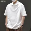 Camisa Polo de Algodón Puro Estilo Americano Camiseta de Manga Corta para Hombre Verano 2026 Nueva Holgada Tallas Grandes Ropa de Moda