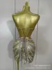 Vestido Ajustado Sexy Transparente con Pedrería Atuendo para Actuación en Escenario de Discoteca Vestido de Fiesta Estilo Europeo y Americano Vestido de Malla con Pedrería