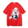 Estética japonesa streetwear Harajuku top informal kawaii gato feminino verão solto Gola redonda