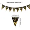 Venta directa transfronteriza popular bandera triangular negra y dorada de cumpleaños decoración de ambiente de fiesta arreglo de escena suministros