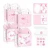 Bc012 Exportido Xadrez Laço Rosa Agradecimento Festa de Aniversário Presente Bolsa de Mão Papel Decorativo