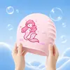 Nueva gorra de natación de silicona para niños con cabello largo, impermeable, no restrictiva, equipo de entrenamiento, universal para niños y niñas, gorra de natación de dibujos animados al por mayor