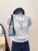 Camisa gris de manga corta estilo coreano para mujer, top de punto fino de cuello cuadrado de verano, talla única, sin mangas