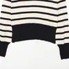 Comercio electrónico transfronterizo, Ropa de mujer estilo europeo y americano, Artículo popular de ZA en AliExpress, A la moda y casual, Suave y elegante, Suéter de punto a rayas con cremallera