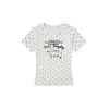 Camiseta Blanca de Manga Corta con Cuello Redondo y Estampado de Lunares para Mujer, Nuevo Estilo de Verano, Top Ajustado con Estampado de Letras Americanas