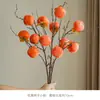 Fruta de Caqui Flor Artificial 7 Cabezas Ramas de Caqui Flor de Caqui Deseosa Adornos Decoración de Sala de Estar Decoración con Flores Secas