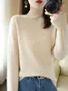 Suéter para Mujer Otoño e Invierno Suéter de Punto de Cuello Medio Suéter Holgado de Manga Larga con Cuello Vertical Interior Suéter Pulóver Camisa Base para Mujer