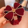 Anillo para el pelo de terciopelo rojo para niños, lazo para la cabeza, anillo para el pelo con pedrería, cuerda para el pelo de Año Nuevo para niña, accesorios para el pelo, tocado para niña, femenino