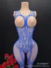 Europea y Americana Tallas Grandes 100kg Nuevo Comercio Exterior Lencería Sexy con Pecho Hueco, Body Sexy de Malla Jacquard con Escote Halter y Abertura en la Entrepierna