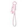 Pingente de chaveiro de bolo com alça para celular rosa, acessório de alça trançada anti-perda para bolsa e celular, atacado em estoque