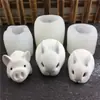 Molde de Silicona 3D Forma de Conejo Cerdo Tamaño Grande Pequeño Hecho a Mano Molde para Pastel Plegable Herramientas Molde para Mousse Pudín