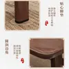 Mesas y Sillas para Restaurante de Comida Rápida, Mesas y Sillas para Cafetería Comercial, Mesa de Comedor Rectangular de Color Nogal, Juego de Una Mesa y Cuatro Sillas