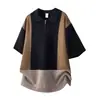 Roupas Masculinas Fengshe / Verão 2026 Nova Camisa de Malha Gola Redonda Estilo Americano Masculino Manga Curta Pesada Casual Tendência