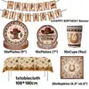 Vajilla desechable temática del Salvaje Oeste para fiestas transfronterizas, platos de papel, vasos de papel, decoraciones de cumpleaños, pancartas y globos