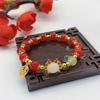 Nuevo brazalete de dragón del zodiaco Marca Lucky Lucky Lucky Lucky brazalete Estilo nacional retro ágata roja y verde Joyería de mano de tortuga dragón