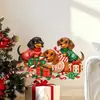 Adesivo de Parede Autoadesivo Dachshund de Natal Removível para Quarto Decalque Decorativo de Atmosfera Festiva
