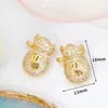 Accesorios para pulseras, collares, joyería DIY versátiles y creativos, colgante geométrico con circonita de rhinestone microincrustada, chapado en cobre de oro real 18K