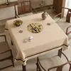 Nuevo Mantel Cuadrado Estilo Chino, Lavable, Impermeable, Resistente al Aceite, Mantel Cuadrado de PVC para Mesa de Comedor, Sensación de Lujo Ligero de Gama Alta, Mantel de los Ocho Inmortales