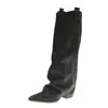 Botas Largas de Tacón Alto con Punta y Pierna Ancha 2026 para Mujer, Botas de Caballero para Pierna Gruesa, Botas Vaqueras Western Vintage