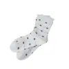 Meias femininas de algodão na altura da panturrilha com bordas franzidas e renda floral, versáteis para primavera e outono, sem costura, estilo coreano, respiráveis e absorventes de suor