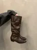 Botas de tornozelo off-white com salto grosso e bico fino, botas femininas, nova coleção outono/inverno 2024, altura até a panturrilha, corte justo, botas de equitação