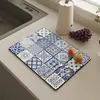Alfombrilla Drenante de Cocina de Tierra de Diatomeas Retro, Resistente a Manchas, Fácil de Limpiar, Alfombrilla Antideslizante, Alfombrilla Absorbente de Café para Aislamiento Térmico de Platos de Comedor Domésticos