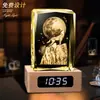 Artesanías de Cristal Adornos Pequeños Reloj Lámpara de Mesita de Noche Regalo de Navidad para Niñas Memorial para Mascotas Artículos de Nicho Creativos de Gama Alta