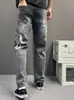 Jeans Original Tendência Nacional de Nicho com Estampa 3D de Cavalo e Dragão para Homens, Calça Longa Casual de Corte Reto Solto High Street