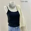 Camisola de Terciopelo y Encaje Cálida para Otoño e Invierno, Copas Integradas, Efecto Adelgazante, Prenda Base 6108