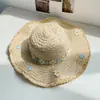 Chapéu de Palha Trançado para Sol de Verão na Praia, Chapéu de Pescador Doce com Flores para Mulheres, Acabamento em Renda de Primavera, Estilo de Férias, Aba Larga