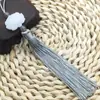 Pingente de Carro com Borla de Lótus Branco de Jade Dupla Face Acessórios de Estilo Antigo para Ventilador Hanfu Pingente de Fantasia Joias