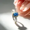 Anillo Nuevo Estilo Huevo de Paloma Incrustado con Diamantes, Forma Ovalada, Lujo Ligero, Elegancia de Alta Gama, Popular en Xiaohongshu, Anillo Abierto Ajustable