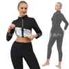 Traje Transpirante para Suor Transfronteiriço para Mulheres, Traje de Sauna Esportivo Fitness, Traje Transpirante para Corrida Yoga, Traje Térmico para Suor, Roupa Justa