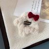 Nueva y linda horquilla de peluche con forma de estrella de cinco puntas, lazo, flequillo, clip lateral, estilo Chanel para niña y mujer.