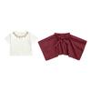 Conjunto de Manga Curta para Meninas Verão 2025 Nova Camiseta 100% Algodão Infantil Saia Xadrez Conjunto de Duas Peças para Bebê de Verão