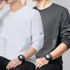 Nova camiseta masculina de manga comprida 2026, top elástico para primavera e outono, camada base pesada de corte solto, camisa masculina de manga curta