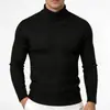 Suéter de cuello alto para hombre de otoño/invierno transfronterizo europeo y americano, top de punto casual de manga larga, capa base de punto de ochos de color liso cálido