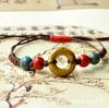 Estilo Étnico Dulce Joyería de Cerámica Flor Esmaltada Cuentas Pulsera para Mujer Joyería Trenzada Ajustable Hecha a Mano