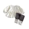 Conjunto de Dos Piezas Dianxi para Bebé Niña, Nuevo Estilo Coreano de Otoño, Dulce Abrigo Floral y Leggings Ajustados en Bloques de Color para Bebés y Niños Pequeños